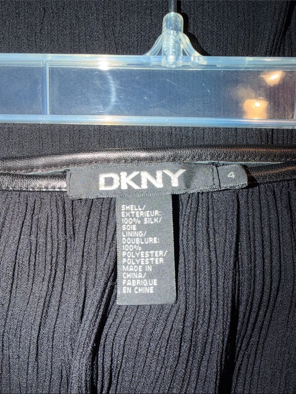 DKNY Black Sheer Tie-Neck Shirt and Skirt